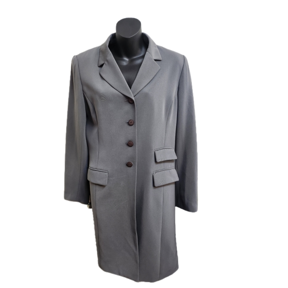 VINTAGE KASPER & COMPANY ASL GRAY DRESSY LONG COAT SIZE 10 - Picture 2 of 4